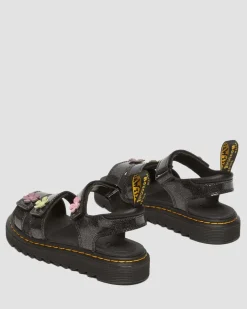 Dr. Martens Sandales Klaire à Paillettes Et à Bridess Velcro Junior Black+Multi — Coated Glitter Pu+Athena Fashion