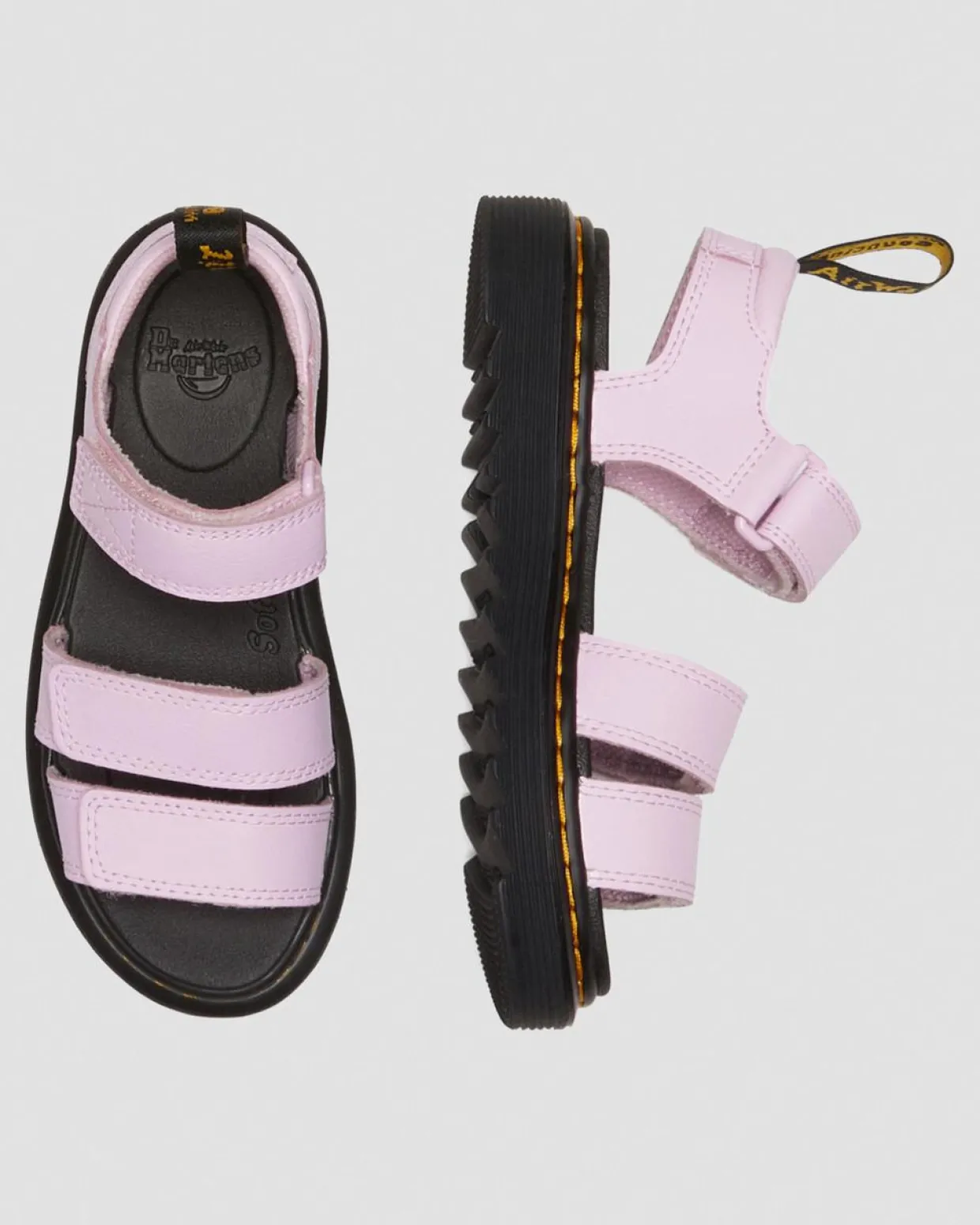 Dr. Martens Sandales Klaire En Cuir Athena à Brides Velcro Junior Rose clair — Athena Best