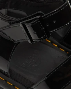 Dr. Martens Sandales Montantes Blaire En Cuir Verni Noir — Patent Leather Clearance