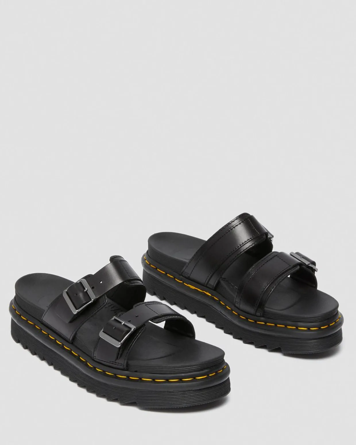 Dr. Martens Sandales Myles En Cuir Brando à Boucles Noir — Brando Discount
