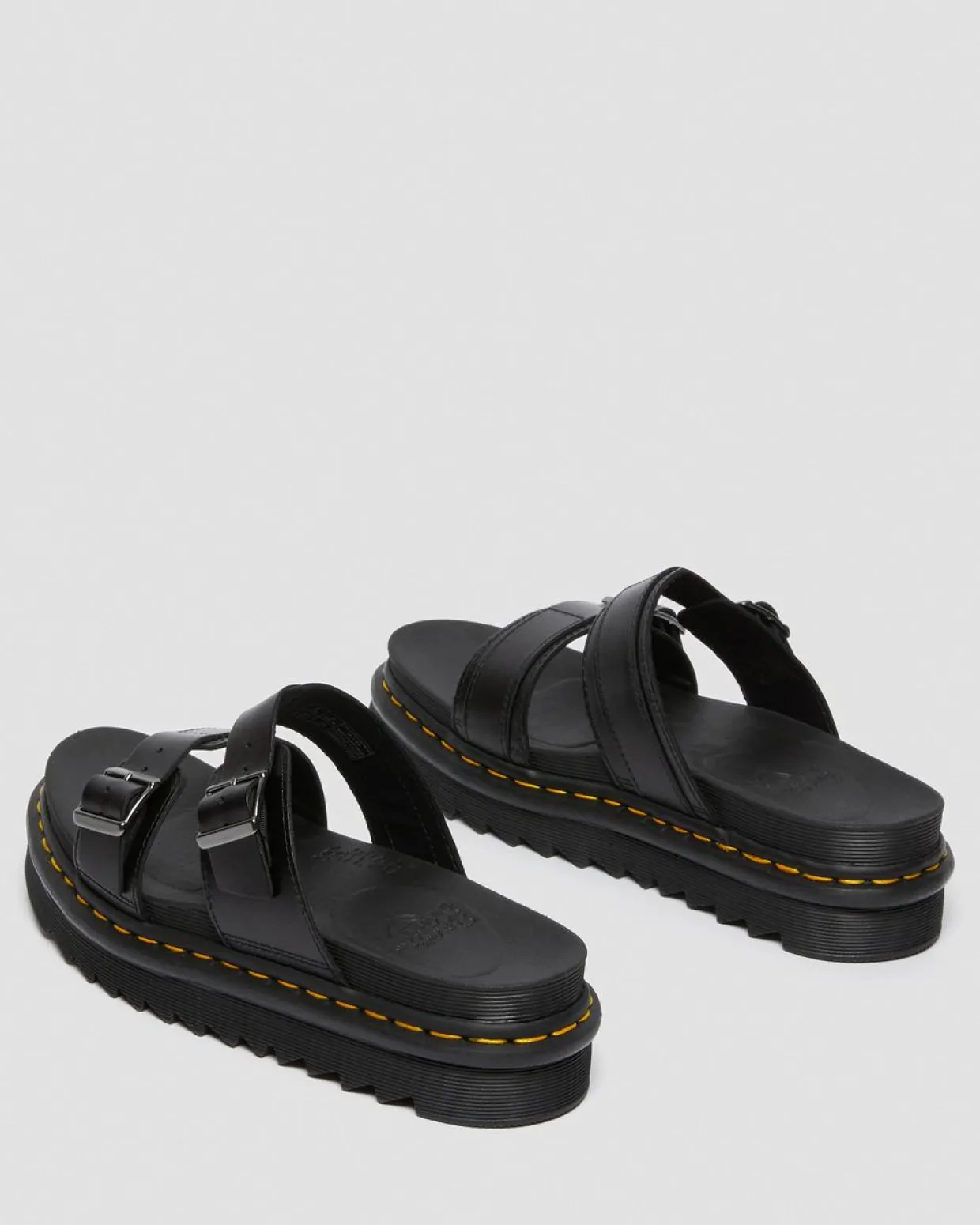 Dr. Martens Sandales Myles En Cuir Brando à Boucles Noir — Brando Discount