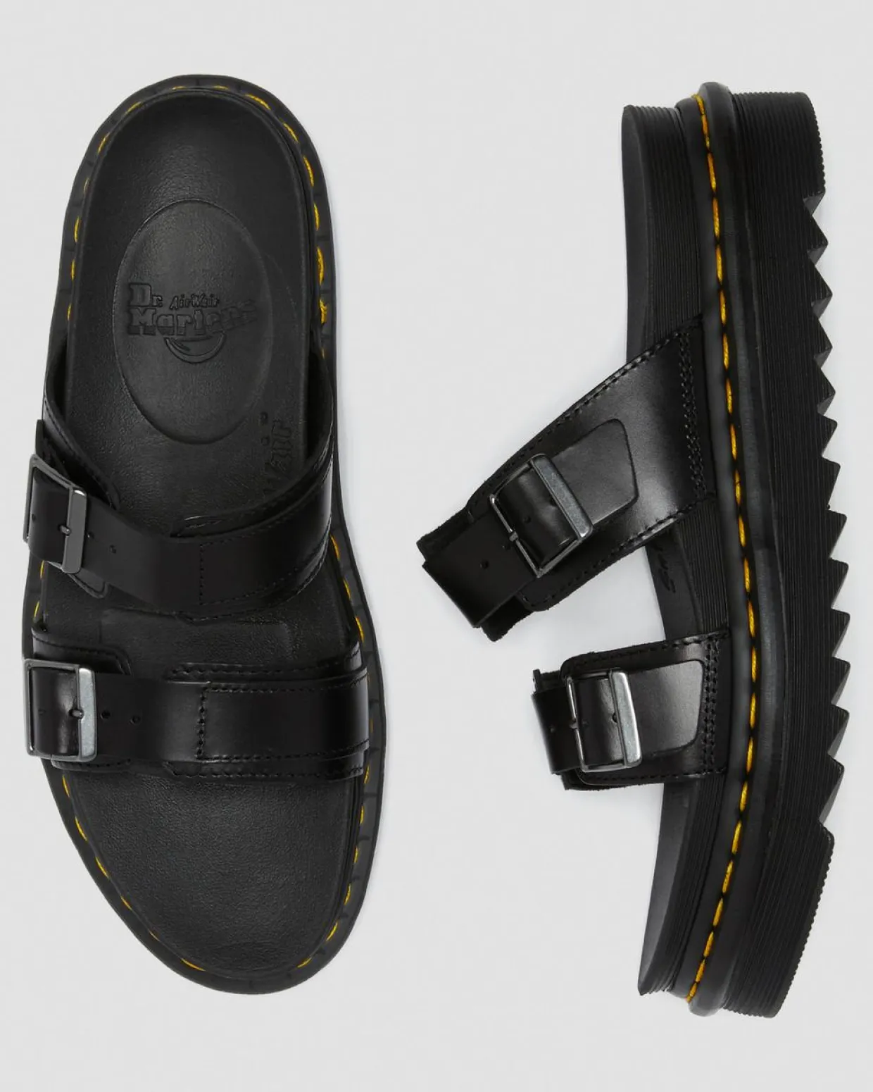 Dr. Martens Sandales Myles En Cuir Brando à Boucles Noir — Brando Discount