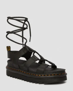 Dr. Martens Sandales Nartilla En Cuir Hydro à Lacets Noir — Hydro Leather Outlet