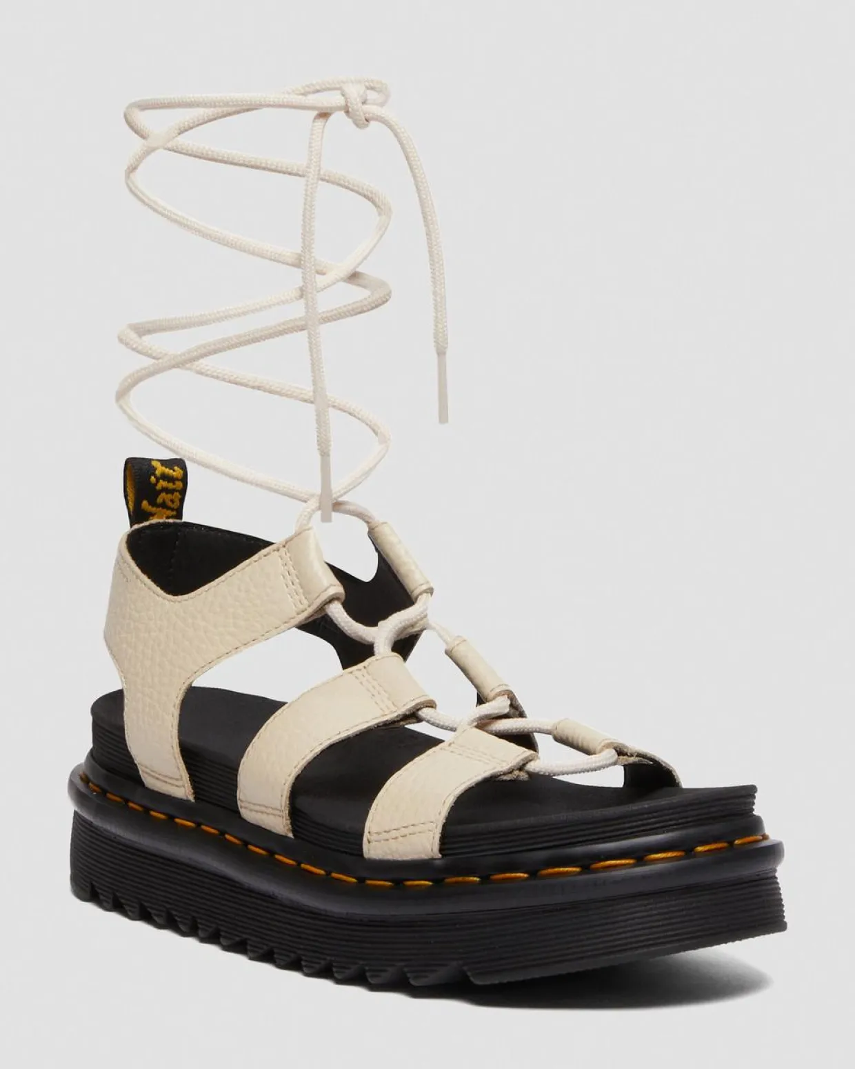Dr. Martens Sandales Nartilla En Cuir Milled Nappa Beige texturé — Milled Nappa Discount