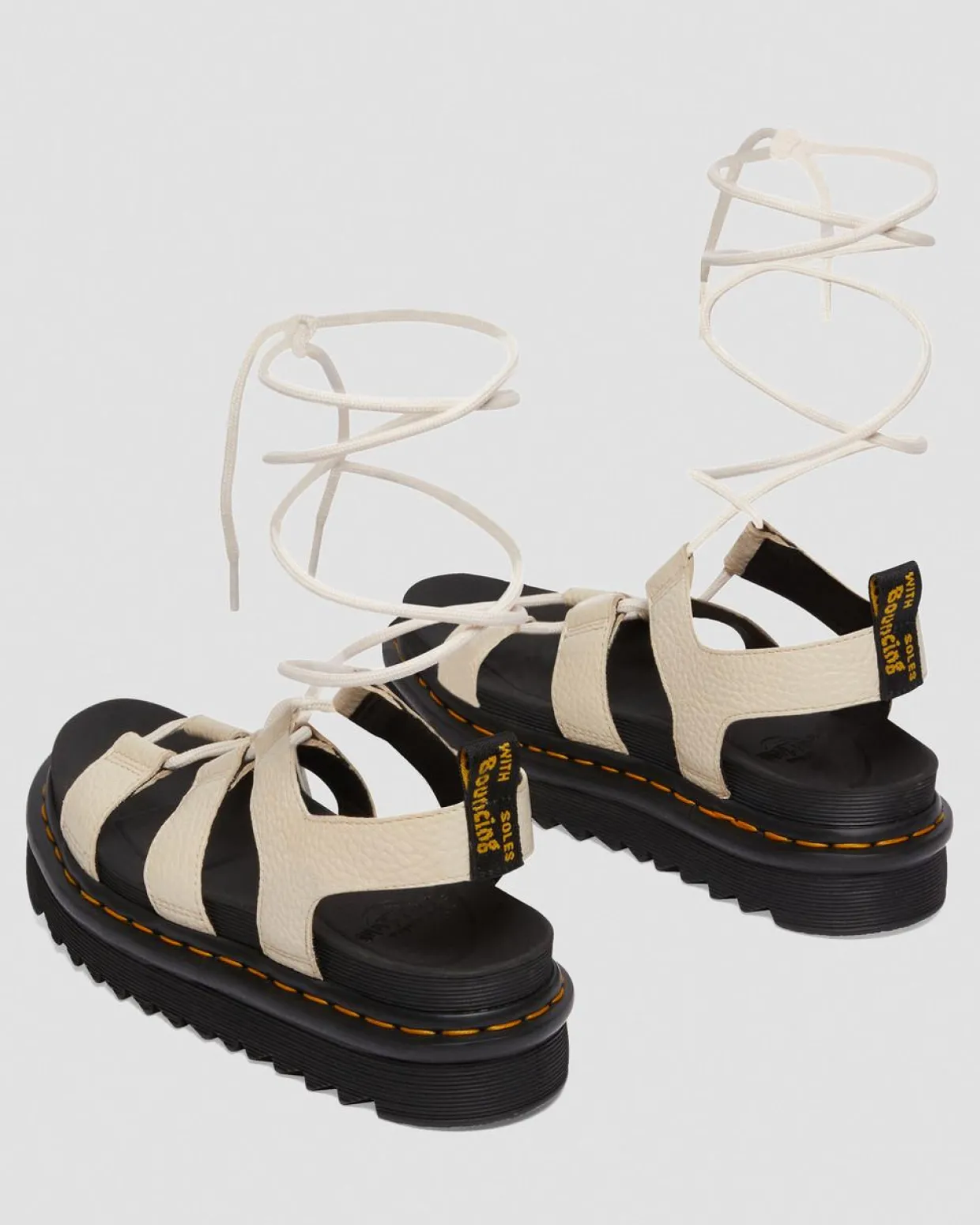 Dr. Martens Sandales Nartilla En Cuir Milled Nappa Beige texturé — Milled Nappa Discount