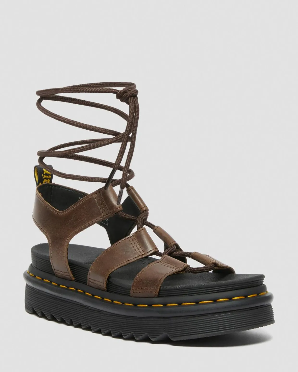 Dr. Martens Sandales Nartilla Illusion En Cuir Marron foncé — New Oily Illusion Hot