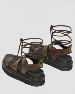 Dr. Martens Sandales Nartilla Illusion En Cuir Marron foncé — New Oily Illusion Hot