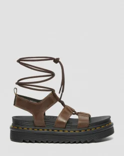 Dr. Martens Sandales Nartilla Illusion En Cuir Marron foncé — New Oily Illusion Hot