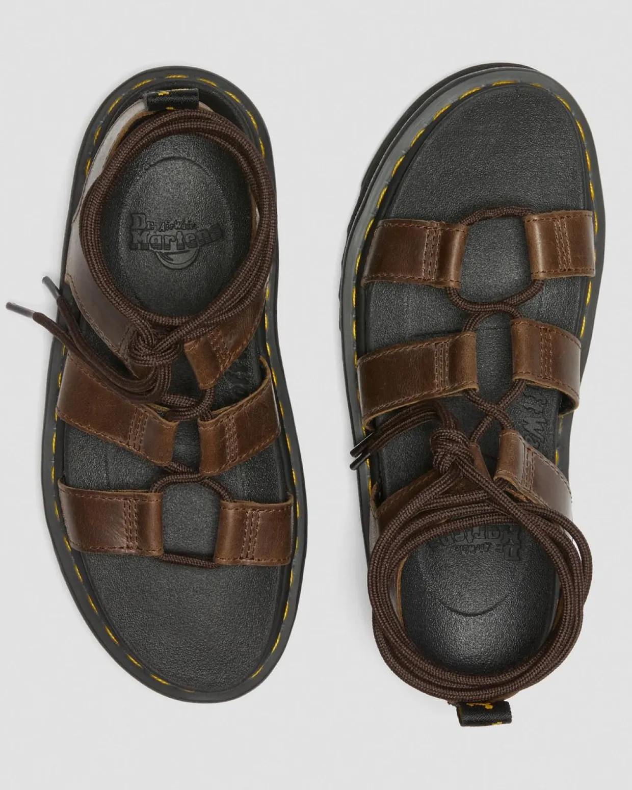 Dr. Martens Sandales Nartilla Illusion En Cuir Marron foncé — New Oily Illusion Hot