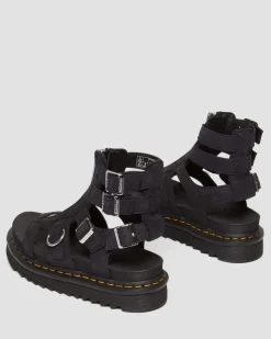 Dr. Martens Sandales Olson En Cuir Tumbled Nubuck à Zip Charcoal Grey — Tumbled Nubuck Clearance