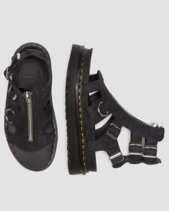 Dr. Martens Sandales Olson En Cuir Tumbled Nubuck à Zip Charcoal Grey — Tumbled Nubuck Clearance