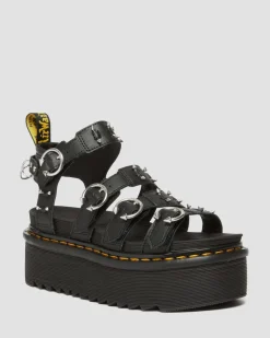 Dr. Martens Sandales Plateformes Blaire En Cuir Piercing Noir — Athena Clearance