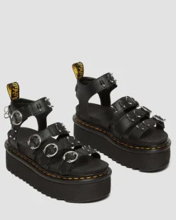 Dr. Martens Sandales Plateformes Blaire En Cuir Piercing Noir — Athena Clearance