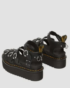 Dr. Martens Sandales Plateformes Blaire En Cuir Piercing Noir — Athena Clearance