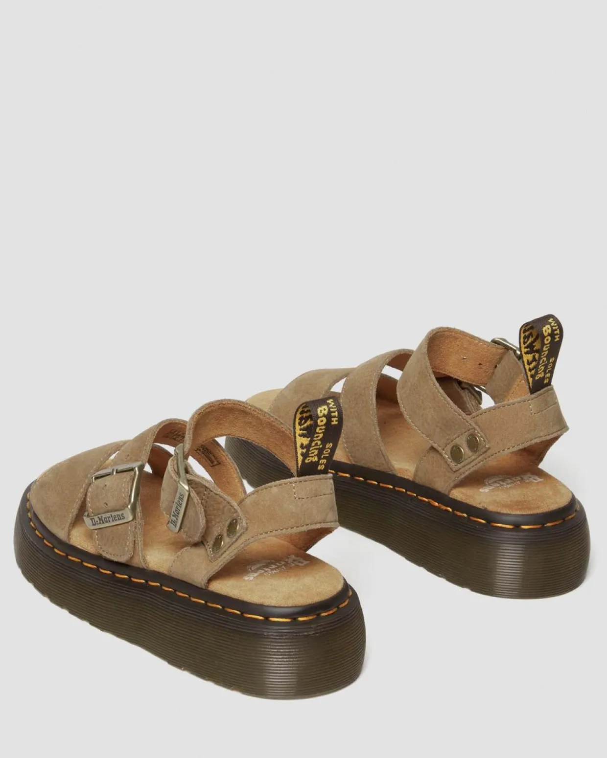 Dr. Martens Sandales Plateformes Gryphon En Cuir Tumbled Nubuck Savannah Tan — Tumbled Nubuck Clearance