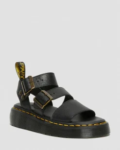 Dr. Martens Sandales Plateformes Gryphon En Cuir Noir — Pisa Online