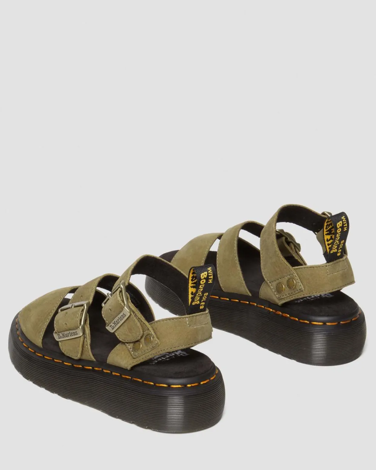 Dr. Martens Sandales Plateformes Gryphon En Cuir Tumbled Nubuck Muted Olive — Tumbled Nubuck Flash Sale