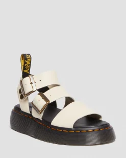Dr. Martens Sandales Plateformes Gryphon En Cuir Beige texturé — Pisa Sale