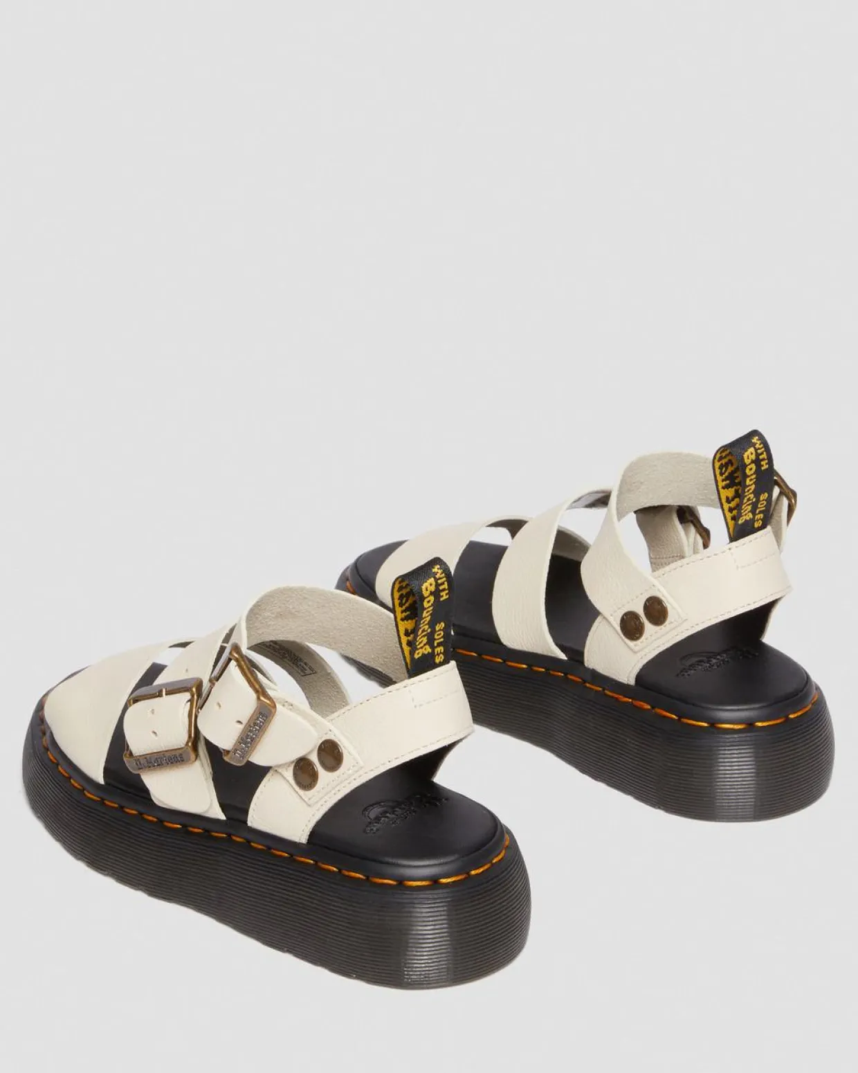 Dr. Martens Sandales Plateformes Gryphon En Cuir Beige texturé — Pisa Sale