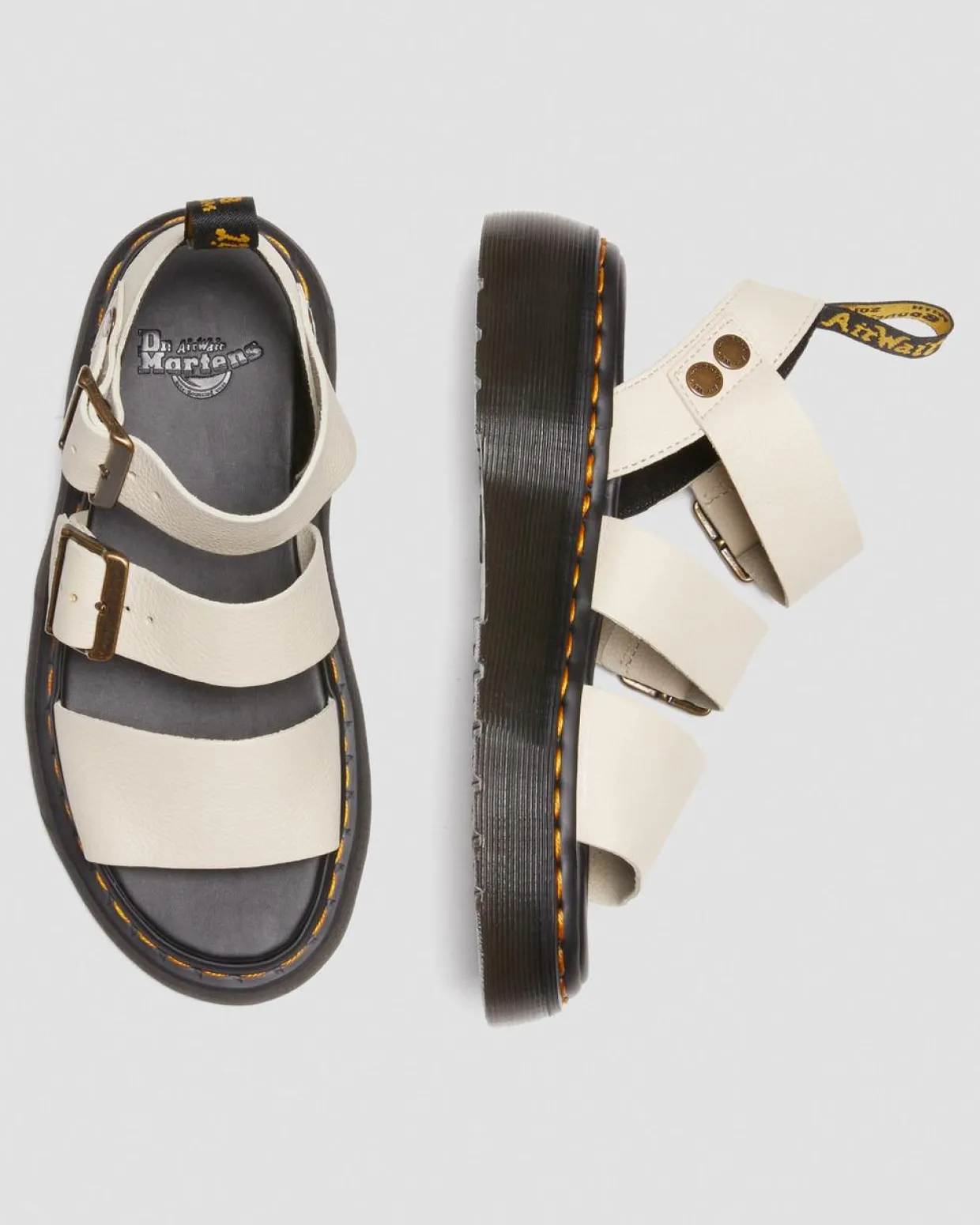 Dr. Martens Sandales Plateformes Gryphon En Cuir Beige texturé — Pisa Sale
