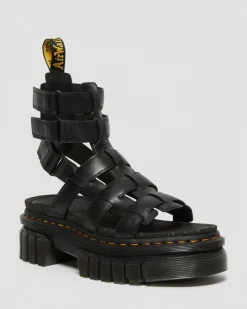 Dr. Martens Sandales Plateformes Montantes Ricki En Cuir Nappa Lux Noir — Nappa Lux Sale