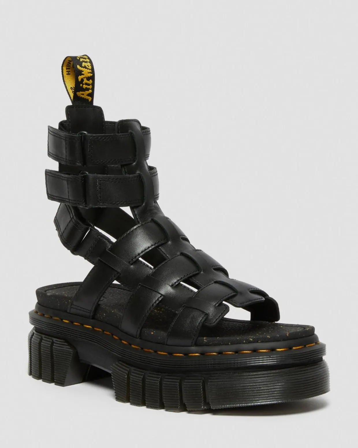 Dr. Martens Sandales Plateformes Montantes Ricki En Cuir Nappa Lux Noir — Nappa Lux Sale