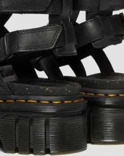 Dr. Martens Sandales Plateformes Montantes Ricki En Cuir Nappa Lux Noir — Nappa Lux Sale