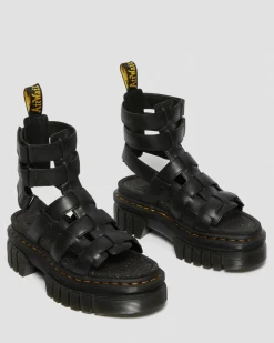 Dr. Martens Sandales Plateformes Montantes Ricki En Cuir Nappa Lux Noir — Nappa Lux Sale
