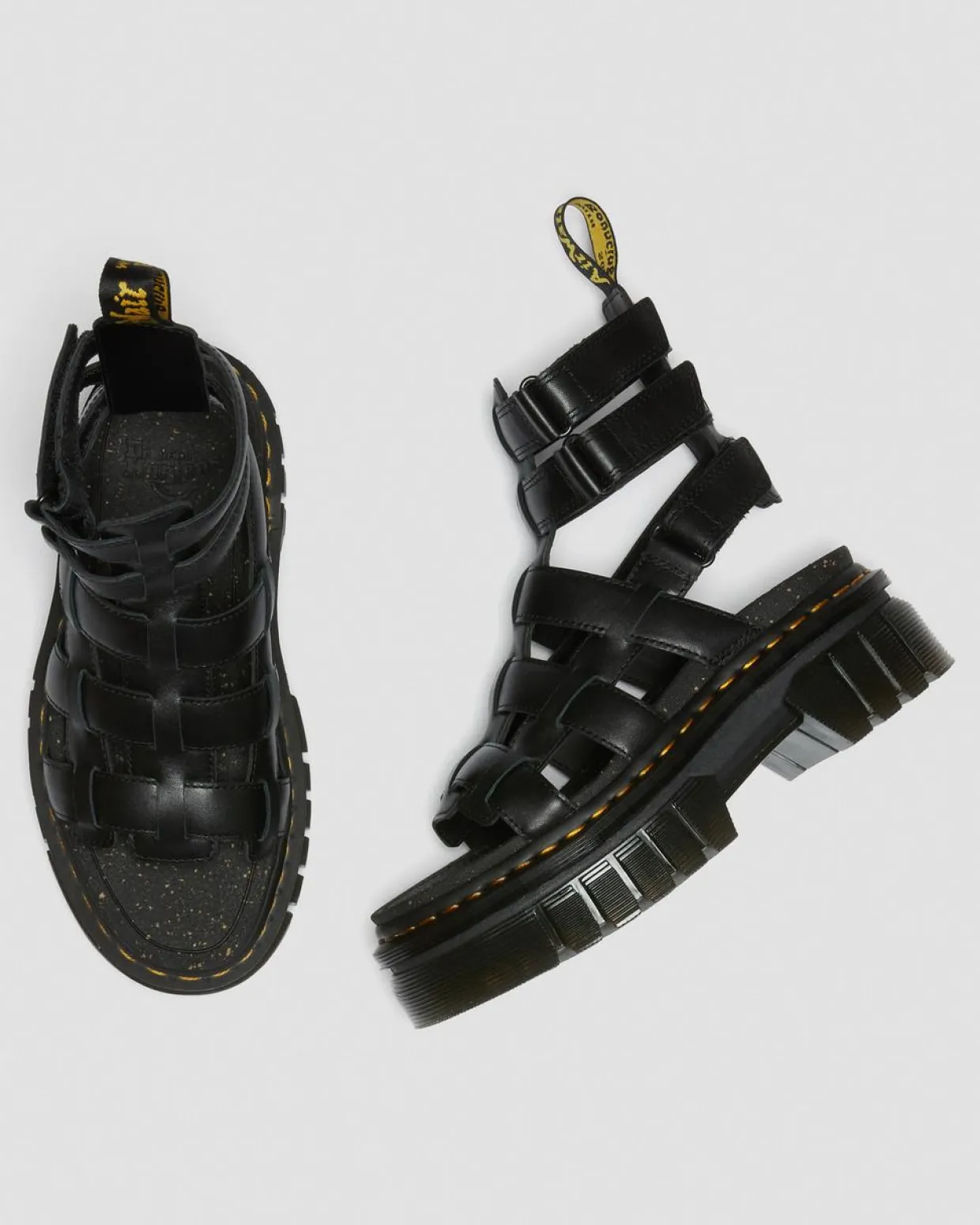 Dr. Martens Sandales Plateformes Montantes Ricki En Cuir Nappa Lux Noir — Nappa Lux Sale