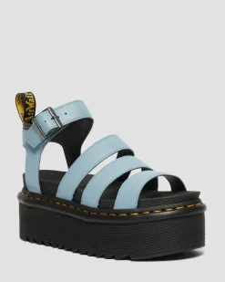 Dr. Martens Sandales Plateformes Quad Blaire En Cuir Pisa à Brides Bleu — Pisa Flash Sale