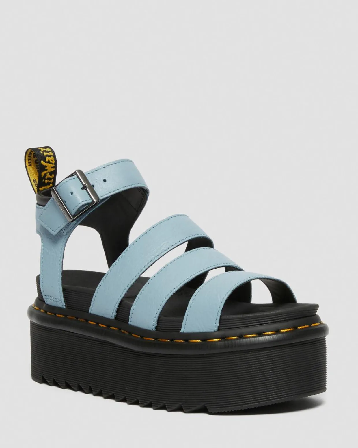Dr. Martens Sandales Plateformes Quad Blaire En Cuir Pisa à Brides Bleu — Pisa Flash Sale