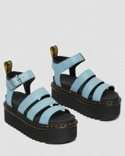 Dr. Martens Sandales Plateformes Quad Blaire En Cuir Pisa à Brides Bleu — Pisa Flash Sale
