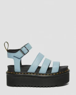 Dr. Martens Sandales Plateformes Quad Blaire En Cuir Pisa à Brides Bleu — Pisa Flash Sale