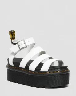 Dr. Martens Sandales Plateformes Quad Blaire En Cuir Hydro Blanc — Hydro Leather Flash Sale