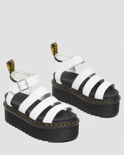 Dr. Martens Sandales Plateformes Quad Blaire En Cuir Hydro Blanc — Hydro Leather Flash Sale