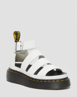 Dr. Martens Sandales Plateformes Quad Clarissa II En Cuir Milled Nappa Blanc — Milled Nappa Shop