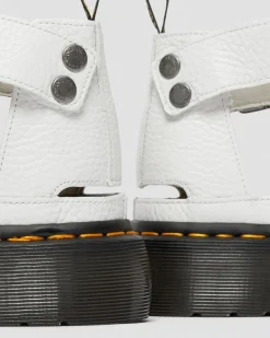 Dr. Martens Sandales Plateformes Quad Clarissa II En Cuir Milled Nappa Blanc — Milled Nappa Shop