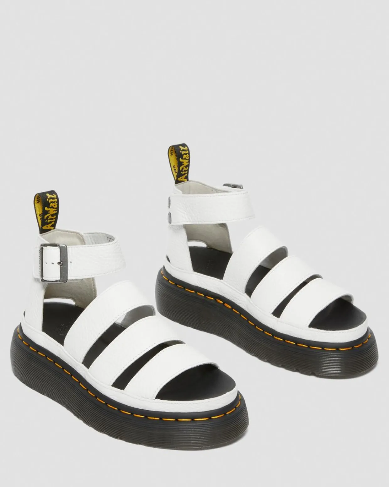 Dr. Martens Sandales Plateformes Quad Clarissa II En Cuir Milled Nappa Blanc — Milled Nappa Shop