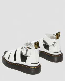 Dr. Martens Sandales Plateformes Quad Clarissa II En Cuir Milled Nappa Blanc — Milled Nappa Shop