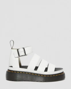 Dr. Martens Sandales Plateformes Quad Clarissa II En Cuir Milled Nappa Blanc — Milled Nappa Shop