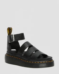 Dr. Martens Sandales Plateformes Quad Clarissa II En Cuir Milled Nappa Noir — Milled Nappa Sale