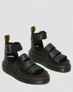 Dr. Martens Sandales Plateformes Quad Clarissa II En Cuir Milled Nappa Noir — Milled Nappa Sale