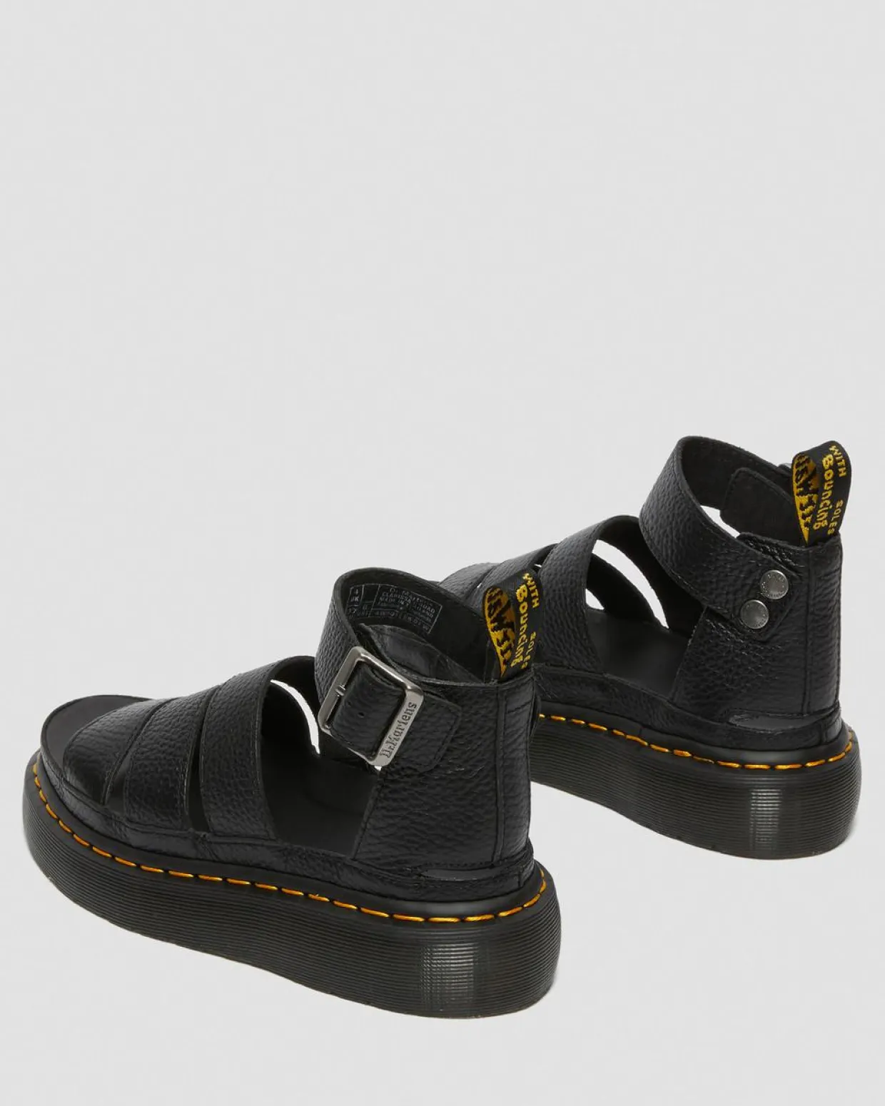 Dr. Martens Sandales Plateformes Quad Clarissa II En Cuir Milled Nappa Noir — Milled Nappa Sale