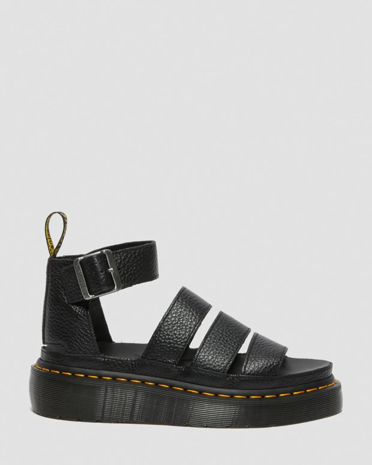 Dr. Martens Sandales Plateformes Quad Clarissa II En Cuir Milled Nappa Noir — Milled Nappa Sale