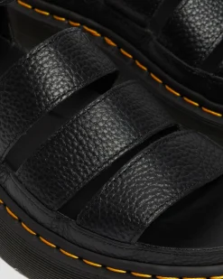 Dr. Martens Sandales Plateformes Quad Clarissa II En Cuir Milled Nappa Noir — Milled Nappa Sale