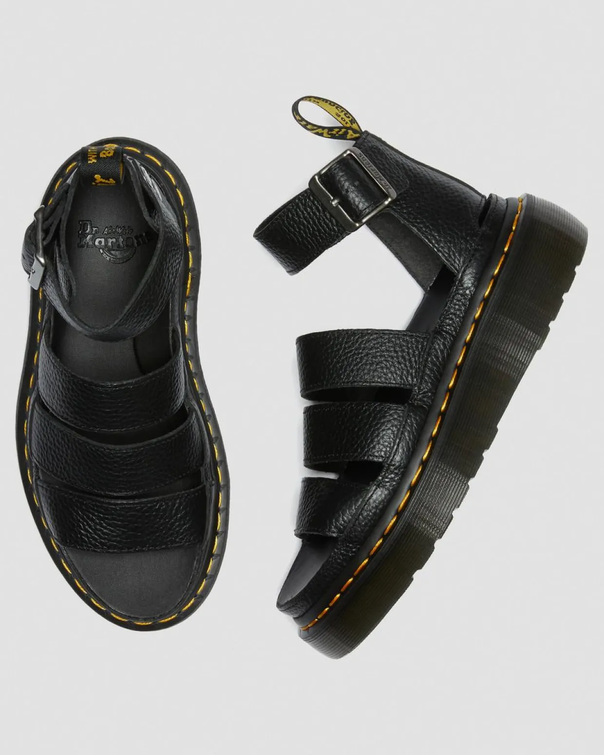 Dr. Martens Sandales Plateformes Quad Clarissa II En Cuir Milled Nappa Noir — Milled Nappa Sale