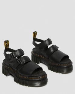 Dr. Martens Sandales Plateformes Ricki En Cuir Nappa Lux à 3 Brides Noir — Nappa Lux Fashion