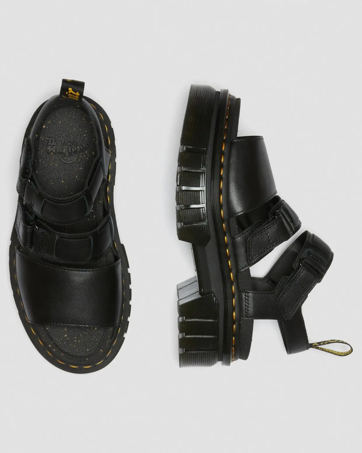 Dr. Martens Sandales Plateformes Ricki En Cuir Nappa Lux à 3 Brides Noir — Nappa Lux Fashion