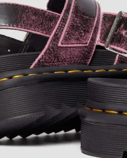 Dr. Martens Sandales Plateformes Voss II En Cuir Effet Vieilli Black+Fondant Pink — Two Tone Rub Off Hot