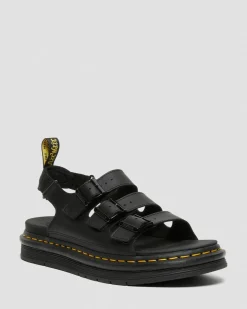 Dr. Martens Sandales Soloman En Cuir Hydro à Brides Noir — Hydro Leather Flash Sale